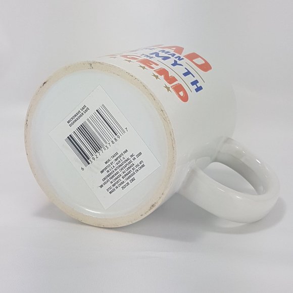 NWT Statement Mug "Dad the Myth the Legend" Quote White Blue Orange Gold Ceramic - Picture 8 of 9